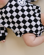 Load image into Gallery viewer, Bubble Romper | Checkered Smiley Black
