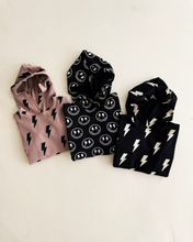 Load image into Gallery viewer, Hooded Bubble Romper | Mocha Bolts