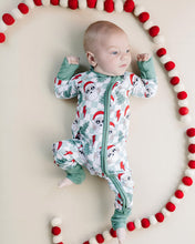Load image into Gallery viewer, Bamboo Zip Romper | Checkered Santa