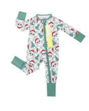 Load image into Gallery viewer, Bamboo Zip Romper | Checkered Santa