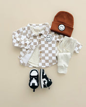 Load image into Gallery viewer, Cotton Shacket | Smiley Checkered Latte