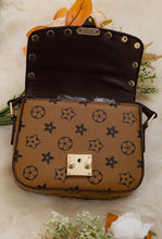 Load image into Gallery viewer, Khaki with Brown Trim Spike Detail Crossbody Purse