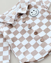 Load image into Gallery viewer, Cotton Shacket | Smiley Checkered Latte