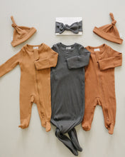 Load image into Gallery viewer, Charcoal Organic Cotton Ribbed Knot Gown