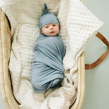 Load image into Gallery viewer, Dusty Blue Bamboo Stretch Swaddle
