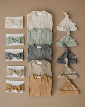 Load image into Gallery viewer, Grey Organic Ribbed Newborn Knot Hat