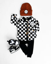 Load image into Gallery viewer, Cotton Shacket | Smiley Checkered Black