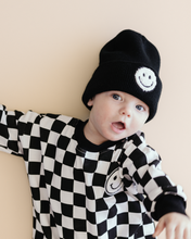 Load image into Gallery viewer, Bubble Romper | Checkered Smiley Black