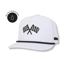 Load image into Gallery viewer, FINISH LINE WHITE ADVENTURE SNAPBACK // WATER-RESISTANT