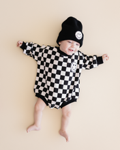 Load image into Gallery viewer, Bubble Romper | Checkered Smiley Black