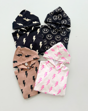 Load image into Gallery viewer, Hooded Bubble Romper | Mocha Bolts