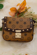 Load image into Gallery viewer, Khaki with Brown Trim Spike Detail Crossbody Purse
