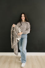 Load image into Gallery viewer, Charcoal Smiley Plush Blanket