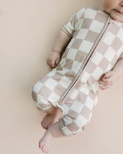 Load image into Gallery viewer, Bamboo Shorty Romper | Latte Checkered