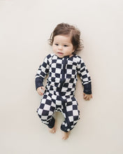 Load image into Gallery viewer, Bamboo Zip Romper | Black Checkered