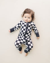 Load image into Gallery viewer, Bamboo Zip Romper | Black Checkered