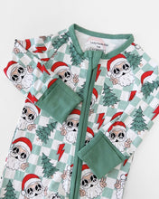 Load image into Gallery viewer, Bamboo Zip Romper | Checkered Santa