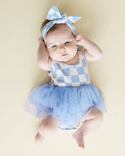 Load image into Gallery viewer, Tutu Romper | Checkered Blue
