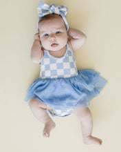 Load image into Gallery viewer, Tutu Romper | Checkered Blue