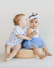 Load image into Gallery viewer, Tutu Romper | Checkered Blue