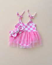 Load image into Gallery viewer, Tutu Romper | Checkered Bubble Gum