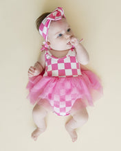 Load image into Gallery viewer, Tutu Romper | Checkered Bubble Gum