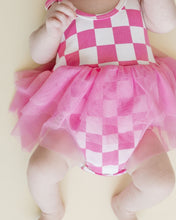 Load image into Gallery viewer, Tutu Romper | Checkered Bubble Gum