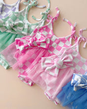 Load image into Gallery viewer, Tutu Romper | Checkered Bubble Gum