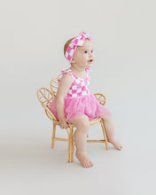 Load image into Gallery viewer, Tutu Romper | Checkered Bubble Gum