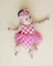 Load image into Gallery viewer, Tutu Romper | Checkered Bubble Gum