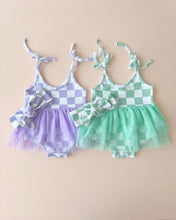 Load image into Gallery viewer, Tutu Romper | Checkered Mint