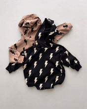 Load image into Gallery viewer, Hooded Bubble Romper  | Mocha Bolts
