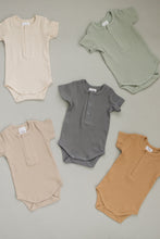 Load image into Gallery viewer, Grey Organic Cotton Ribbed Snap Bodysuit
