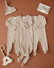 Load image into Gallery viewer, Oatmeal Organic Cotton Ribbed Knot Gown
