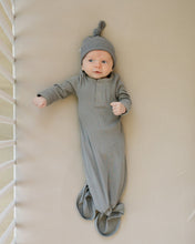 Load image into Gallery viewer, Grey Organic Cotton Ribbed Knot Gown

