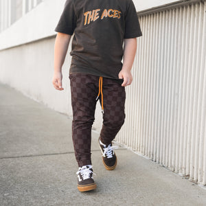 ATHLETIC JOGGER - BROWN MUTED CHECKERBOARD