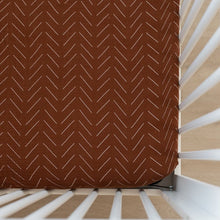 Load image into Gallery viewer, Rust Mudcloth Muslin Crib Sheet
