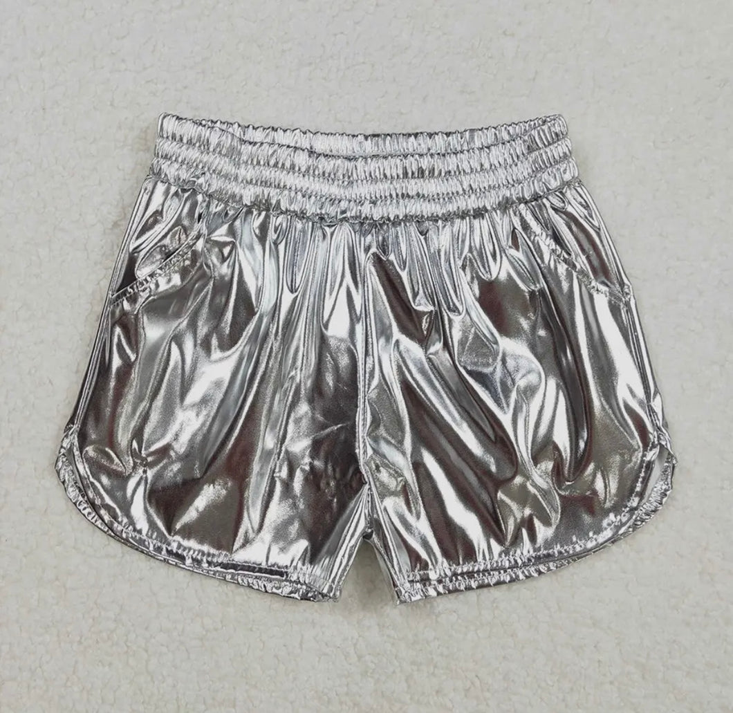 Silver Leather Shorts