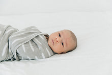 Load image into Gallery viewer, Grey Dash Muslin Swaddle Blanket
