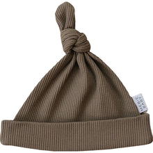 Load image into Gallery viewer, Cocoa Organic Ribbed Newborn Knot Hat

