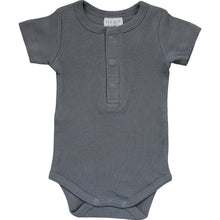 Load image into Gallery viewer, Grey Organic Cotton Ribbed Snap Bodysuit
