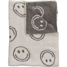 Load image into Gallery viewer, Charcoal Smiley Plush Blanket
