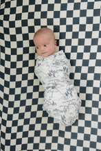 Load image into Gallery viewer, Charcoal Checkered Muslin Crib Sheet
