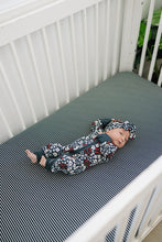 Load image into Gallery viewer, Navy Stripes Bamboo Stretch Crib Sheet
