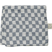 Load image into Gallery viewer, Dusty Blue Wavy Checkered Muslin Burp Cloth
