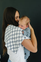 Load image into Gallery viewer, Dusty Blue Wavy Checkered Muslin Burp Cloth
