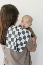 Load image into Gallery viewer, Charcoal Checkered Muslin Burp Cloth
