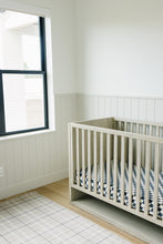 Load image into Gallery viewer, Charcoal Checkered Muslin Crib Sheet

