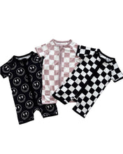 Load image into Gallery viewer, Bamboo Shorty Romper | Black Checkered
