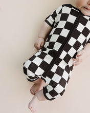 Load image into Gallery viewer, Bamboo Shorty Romper | Black Checkered

